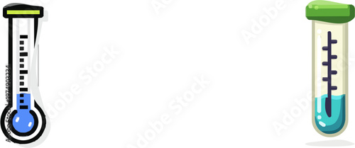 A minimalist rain gauge illustration with a blue water level and black scale markings against a pure white background