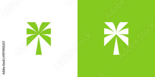 Dual meaning logo combining palm elements, symbolizing tropical growth, prosperity, relaxation, natural beauty, and a calm lifestyle connected to nature and coastal living.