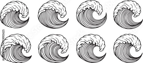 Detailed line drawings of human brain hemispheres showing surface contours Vector