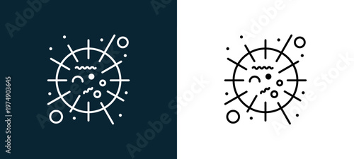 Two-color sars outline icon pair in black and white, editable stroke vector illustration for web, mobile apps, UI design, branding, and print from Coronavirus