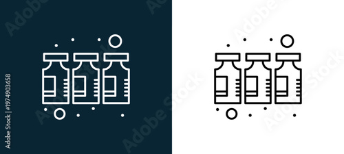 Two-color medicine outline icon pair in black and white, editable stroke vector illustration for web, mobile apps, UI design, branding, and print from Coronavirus