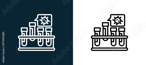 Two-color coronavirus outline icon pair in black and white, editable stroke vector illustration for web, mobile apps, UI design, branding, and print from Coronavirus