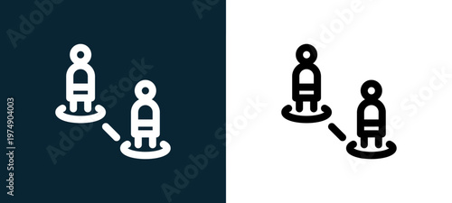 Two-color distinction outline icon pair in black and white, editable stroke vector illustration for web, mobile apps, UI design, branding, and print from Coronavirus