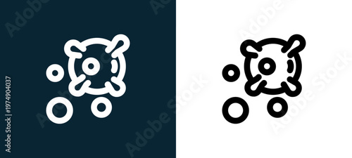 Two-color bacteriology outline icon pair in black and white, editable stroke vector illustration for web, mobile apps, UI design, branding, and print from Coronavirus