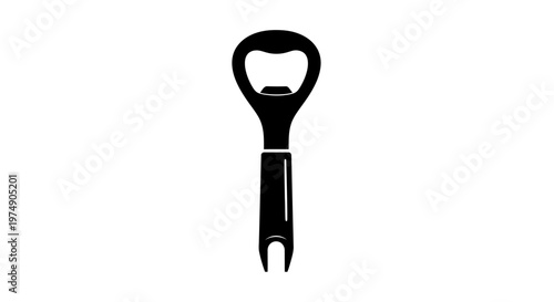 Black silhouette of a bottle opener on a white background