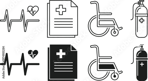 Medical Healthcare Icon Set for Nurse Day Medical Equipment Vector Symbols