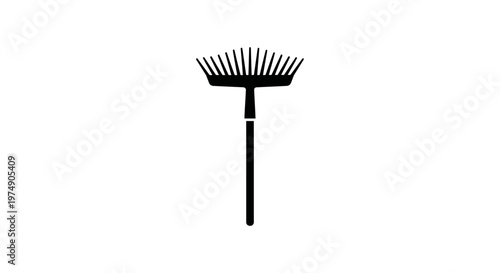 Black Garden Leaf Rake Icon Isolated on White Background - Vector Illustration