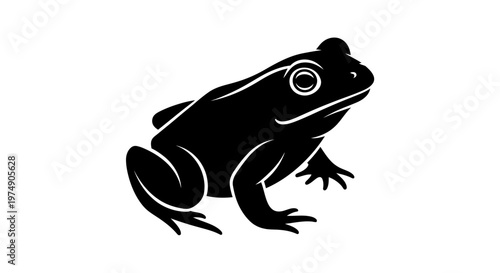 Black Frog Silhouette isolated on white background, amphibian wildlife icon