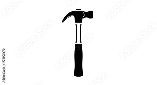 Hammer icon, silhouette, tool for construction and repair, isolated on white