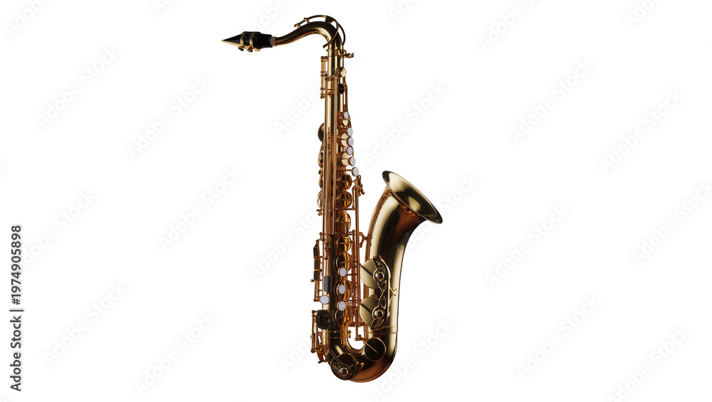 Obraz premium Isolated shiny golden classical saxophone a melodic woodwind instrument elegant and sophisticated