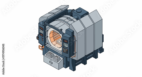 Isometric Industrial Furnace Machine for High-Tech Manufacturing and Heat Treatment