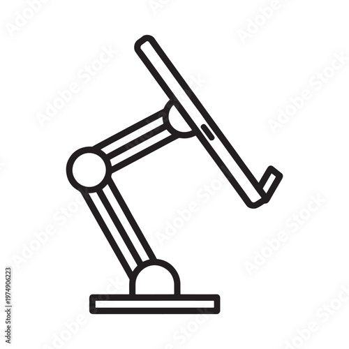 Simple black and white line drawing of a robotic arm mechanism