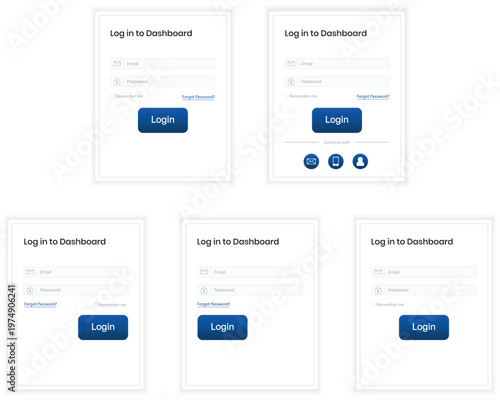 Minimal Login Screen UI Set with Multiple Layout Variations and Clean Form Design