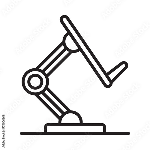 Simple line drawing of a robotic arm with a circular joint