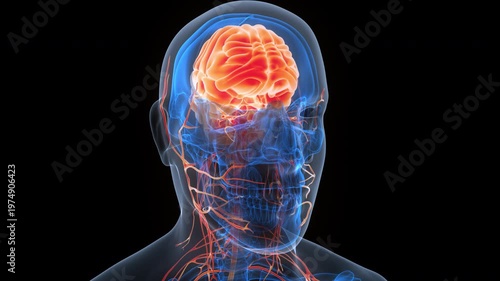 Central Organ of Human Nervous System Brain Anatomy Animation Concept