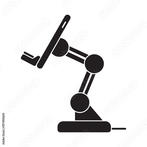 Simple black silhouette of a robotic arm with joints and base