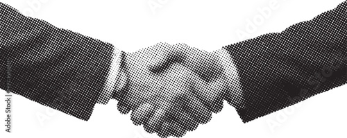 retro halftone business handshake between two men dot pop art vector illustration