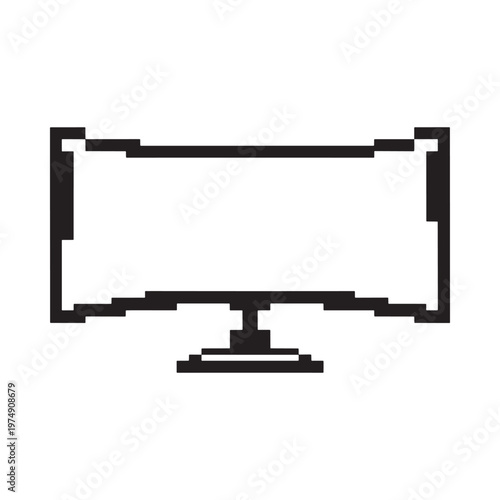 Minimalist black and white illustration of a retro computer monitor