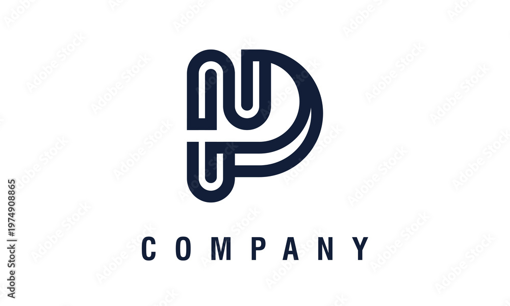 Fototapeta premium Modern NP Monogram Letter Logo Design with Lines