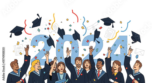 Group of happy graduates celebrating.