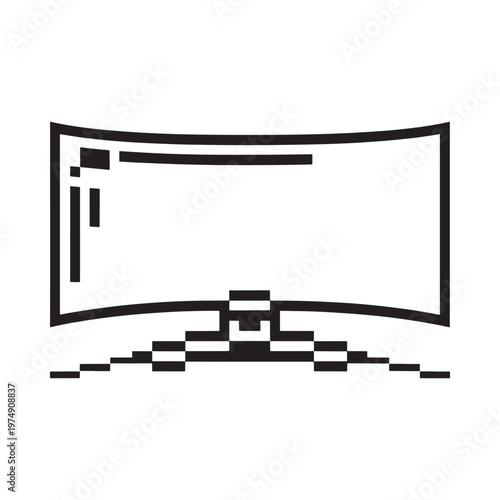 Simple black and white line drawing of a curved computer monitor