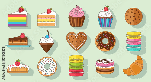 Assorted Colorful Sweet Baked Dessert Treats.