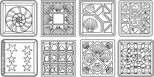 Mosaic ceramic tiles showcasing intricate geometric and floral designs Vector