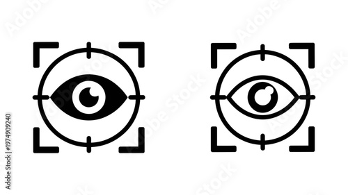 Biometric eye scanning technology icon for digital security and iris recognition authentication vector illustration