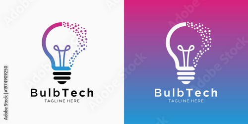 Digital modern light bulb technology logo design