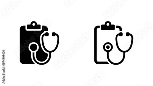 Healthcare clipboard with stethoscope symbol vector for medical insurance and clinical history tracking