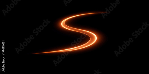 Abstract fire flames with glowing orange energy waves on a black background