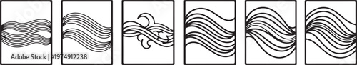 Line drawing patterns demonstrating various hatching techniques in art Vector