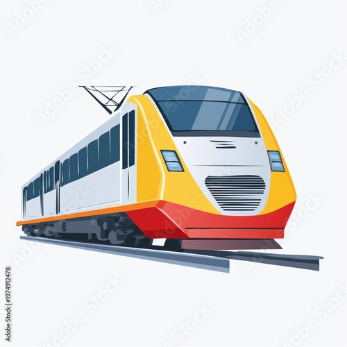 Bright yellow train arrives at the station in a busy city setting during the daytime