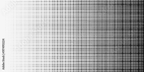 Dotted halftone gradient texture. Vanishing polka dot background. Repeating dots gradation pattern background. Black fading comic pop art overlay backdrop.