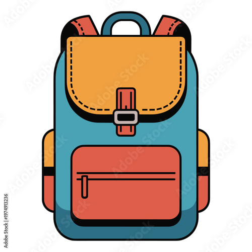 Kids backpack illustration simple flat design school supplies