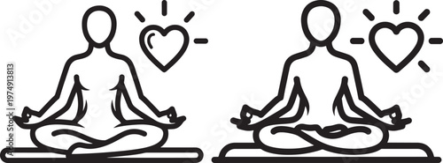 Yoga meditation lotus pose with glowing heart icon for wellness and mindfulness practice self care well being stress relief mental health meditation wellness mindfulness inner peace spiritual