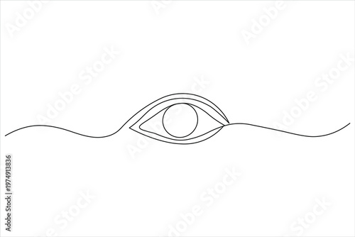 Eye continuous one line art icon for vision care perception concept