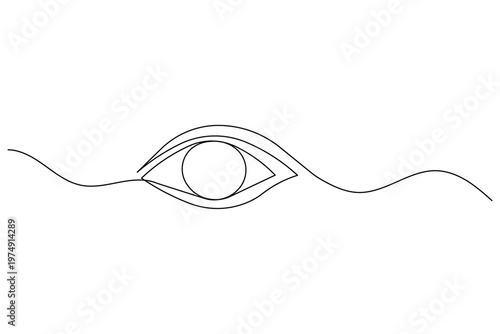 Eye continuous one line art icon for vision care perception concept