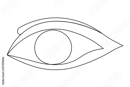 Eye continuous one line art icon for vision care perception concept