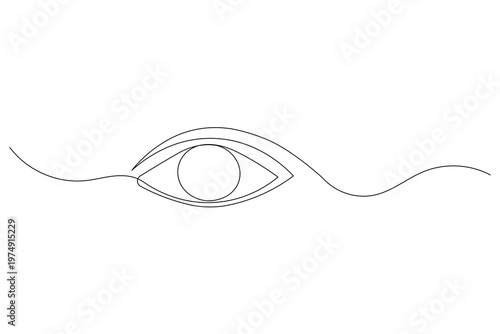 Eye continuous one line art icon for vision care perception concept