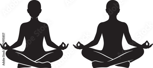 Silhouettes of people meditating in lotus pose - yoga and mindfulness practice for relaxation and peace with mental health spiritual journey meditation silhouette relaxation mindfulness wellness