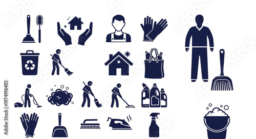 Cleaning Service Icons Set for Home and Business Needs