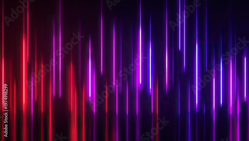 Vibrant neon lines of red and purple against a dark background