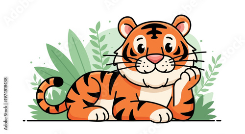 A cartoon tiger in a playful pose.