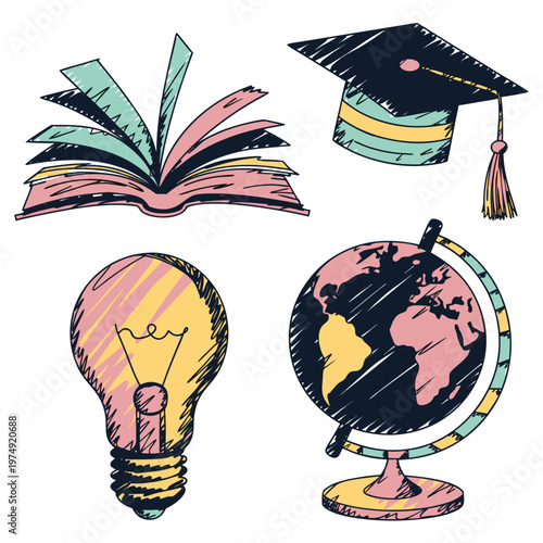 Espresso Machine and French Press Coffee Maker with Beans Vector Illustration.