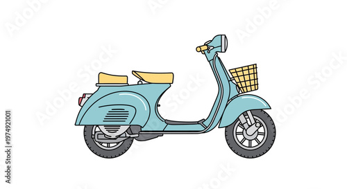 Vintage Style Blue Motor Scooter Vehicle.