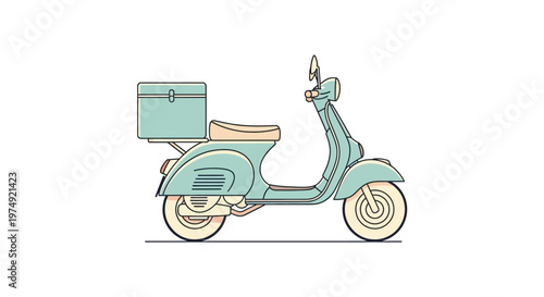 Teal colored scooter with storage.