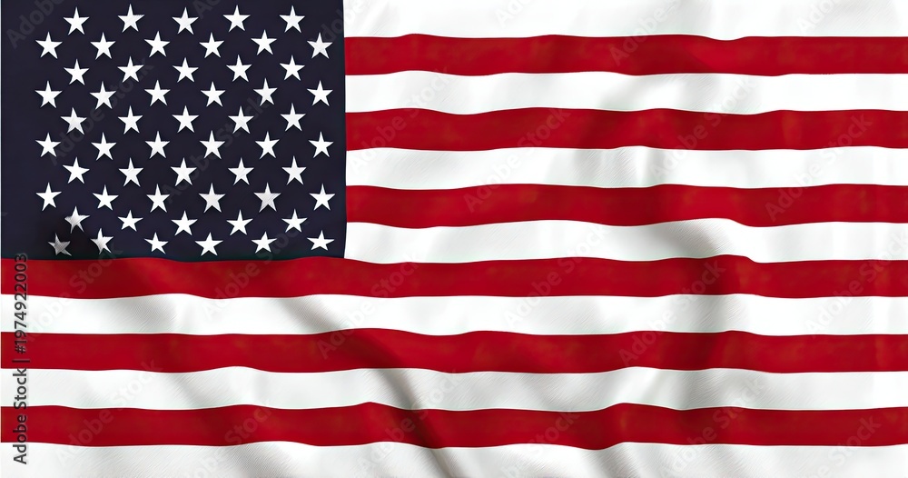 Fototapeta premium Waving Stars and Stripes fabric with realistic texture and shading