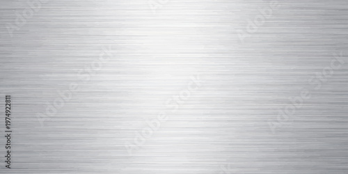 A shiny brushed metal plate texture featuring a gray stainless steel surface with a metallic silver reflection and an aluminum alloy sheet pattern for a sleek material backdrop design
