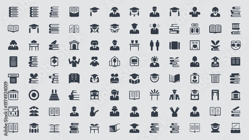 Set of 100 Education and Learning Vector Icons